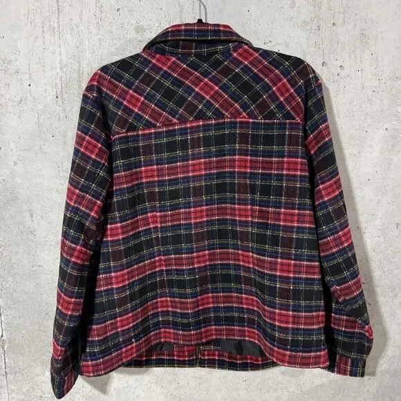 Christopher & Banks Wool Blend Plaid Fleece Full Zip Jacket Women Petite XL New - Picture 10 of 10